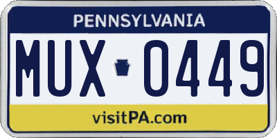 PA license plate MUX0449