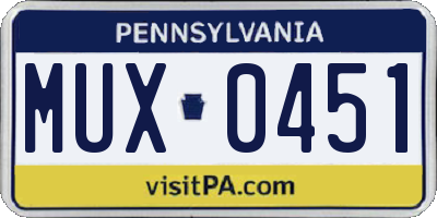 PA license plate MUX0451