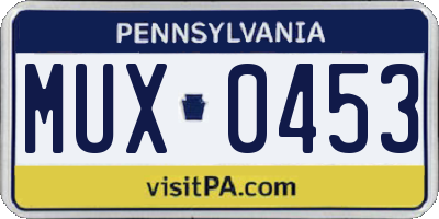 PA license plate MUX0453