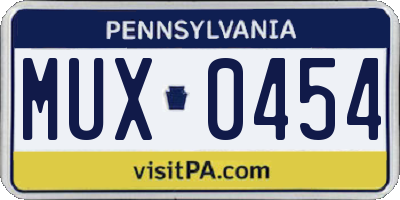 PA license plate MUX0454