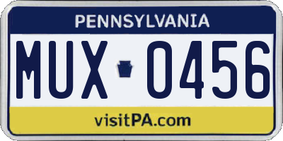 PA license plate MUX0456