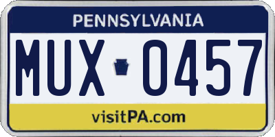 PA license plate MUX0457