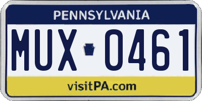 PA license plate MUX0461