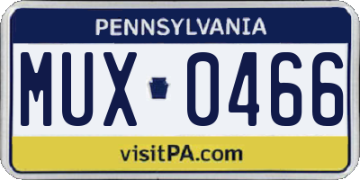 PA license plate MUX0466