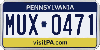PA license plate MUX0471