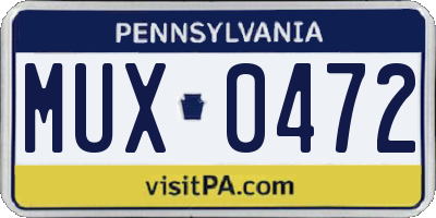 PA license plate MUX0472