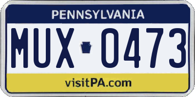 PA license plate MUX0473