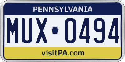 PA license plate MUX0494