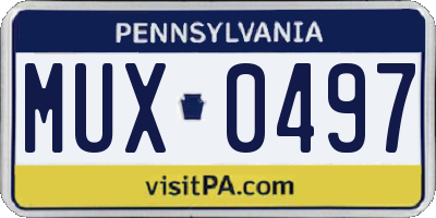 PA license plate MUX0497