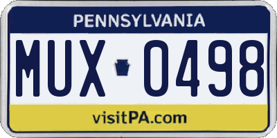 PA license plate MUX0498