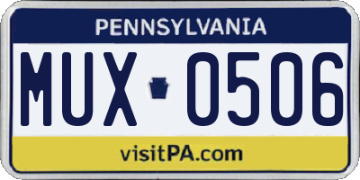 PA license plate MUX0506