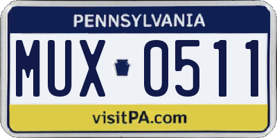 PA license plate MUX0511