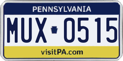 PA license plate MUX0515
