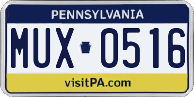 PA license plate MUX0516