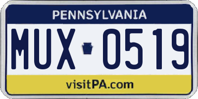 PA license plate MUX0519