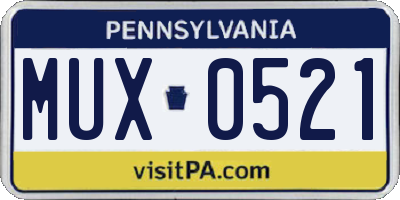 PA license plate MUX0521
