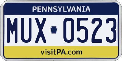 PA license plate MUX0523