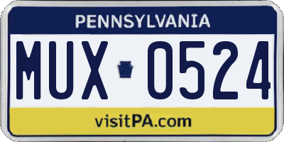 PA license plate MUX0524