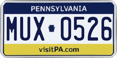 PA license plate MUX0526