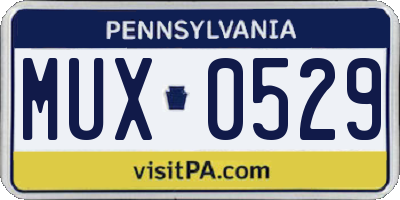 PA license plate MUX0529