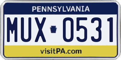 PA license plate MUX0531