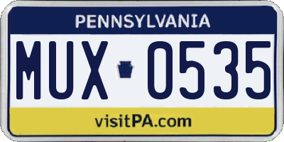 PA license plate MUX0535