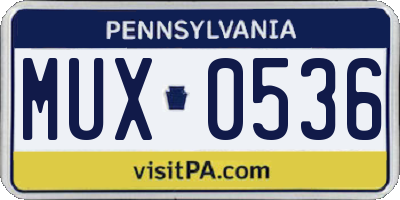 PA license plate MUX0536