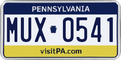 PA license plate MUX0541