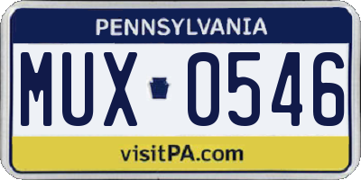PA license plate MUX0546
