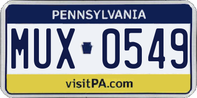 PA license plate MUX0549