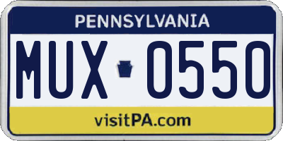 PA license plate MUX0550