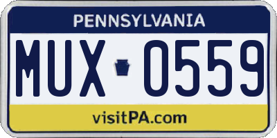 PA license plate MUX0559