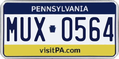 PA license plate MUX0564