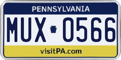 PA license plate MUX0566