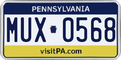 PA license plate MUX0568