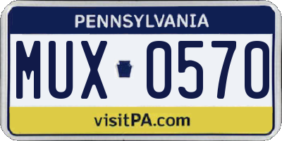 PA license plate MUX0570
