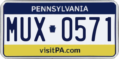 PA license plate MUX0571