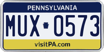 PA license plate MUX0573