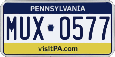 PA license plate MUX0577