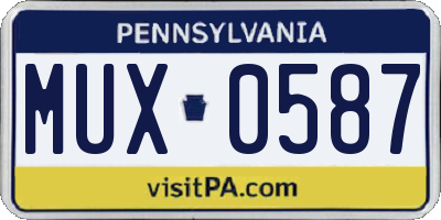 PA license plate MUX0587