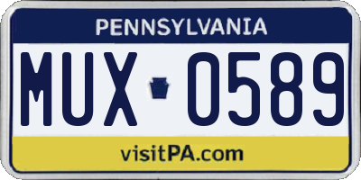 PA license plate MUX0589