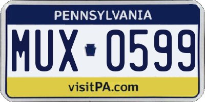PA license plate MUX0599