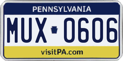 PA license plate MUX0606