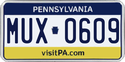 PA license plate MUX0609