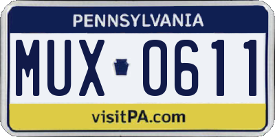 PA license plate MUX0611