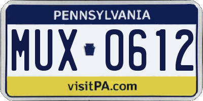PA license plate MUX0612