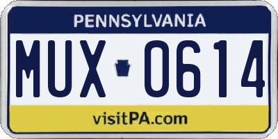 PA license plate MUX0614