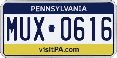 PA license plate MUX0616