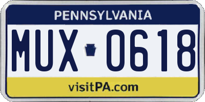 PA license plate MUX0618