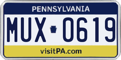 PA license plate MUX0619